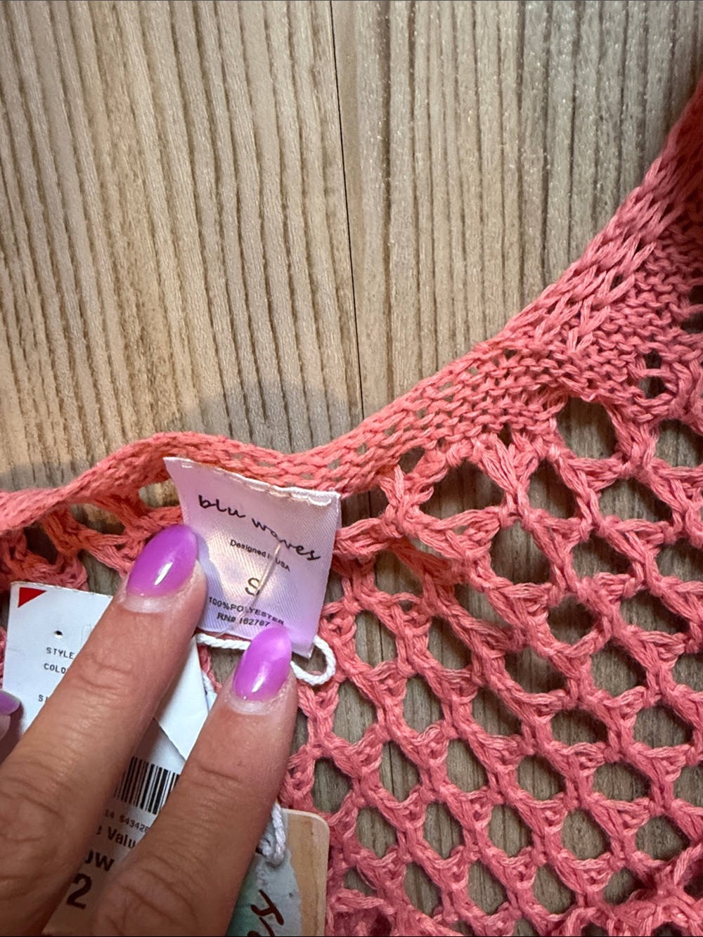 Sleeveless Coral Crochet Swim Cover-Up Maxi - Picture 3 of 4
